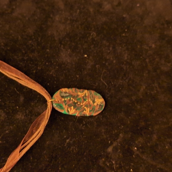 Green Hand Crafted and Painted Polymer Necklace With Matching Hook Earrings - Picture 4 of 13